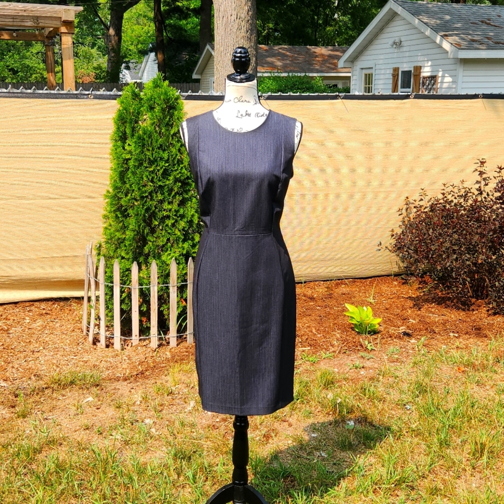 CALVIN KLEIN ▪︎ Women's Structured Dress, Polished Charcoal Denim, Size 12